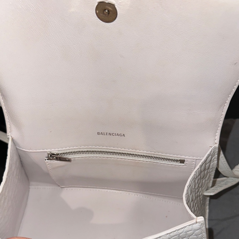 Balenciaga Hourglass White Embossed Leather Two Way Satchel - Picture 7 of 9